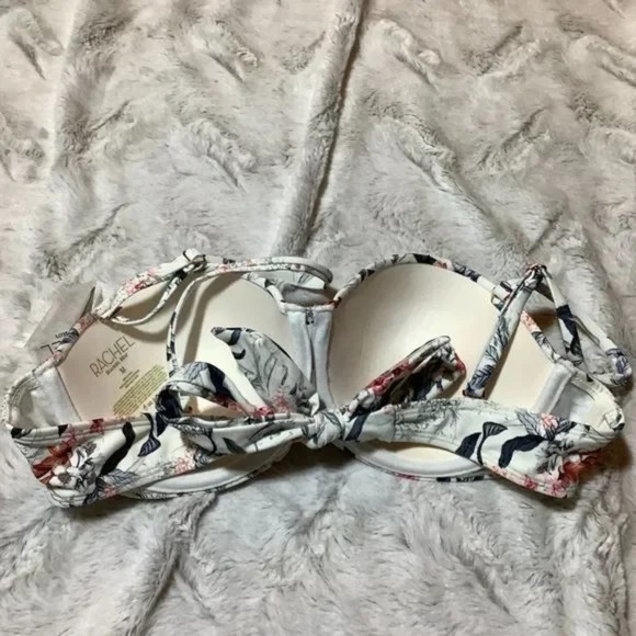 rachel roy white floral push up bikini top size medium - Picture 6 of 8